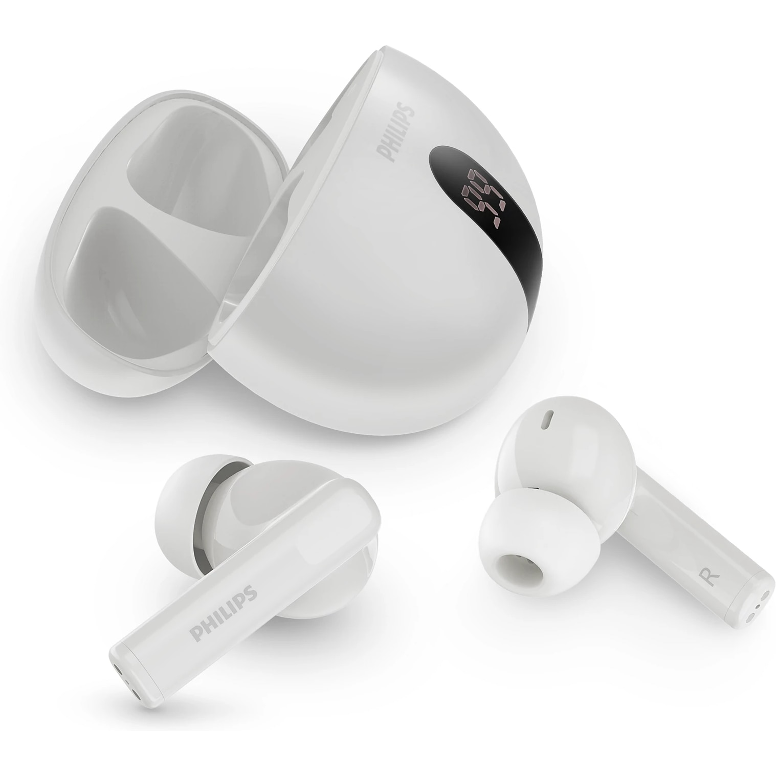 Casti In-Ear PHILIPS TAT2520WT/00, True Wireless, Bluetooth, 2 Microfoane, ANC, Autonomie 20 ore, IPX4, Alb