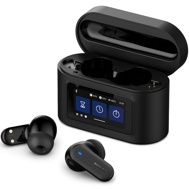 Слушалки In-Ear PHILIPS TAT6000BK/00, True Wireless, Bluetooth, 4 микрофона, Hybrid ANC, Автономия 28 часа, IPX5, Черен