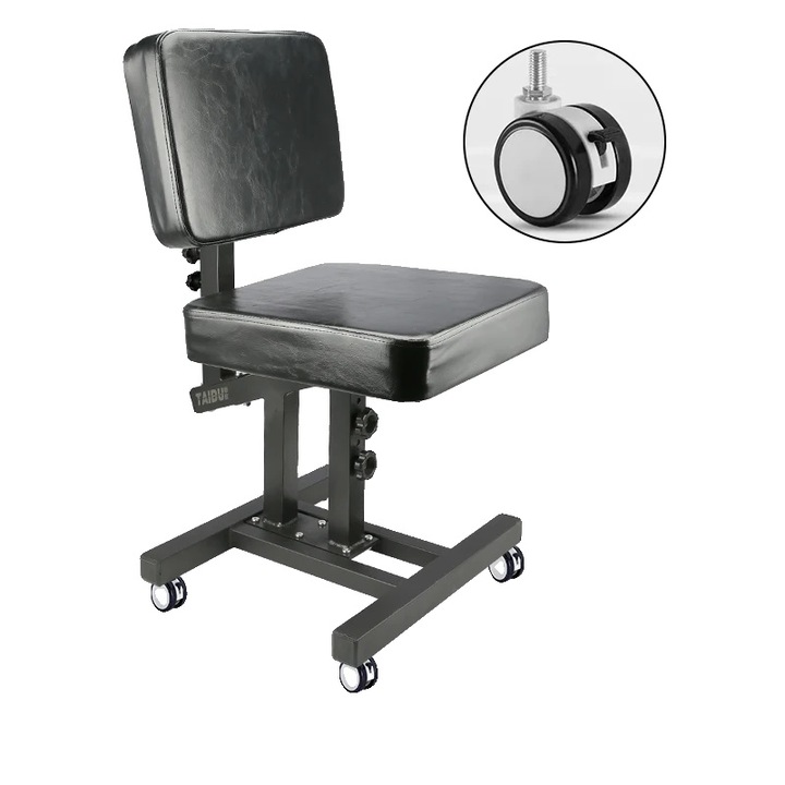 Scaun profesional pentru tatuaje, inaltime ajustabila, confort ergonomic, cu roti