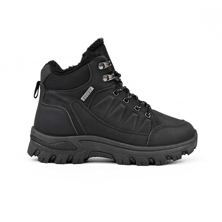 Ghete de dama, Din piele ecologica cu interior imblanit, GD1117, Negru 41