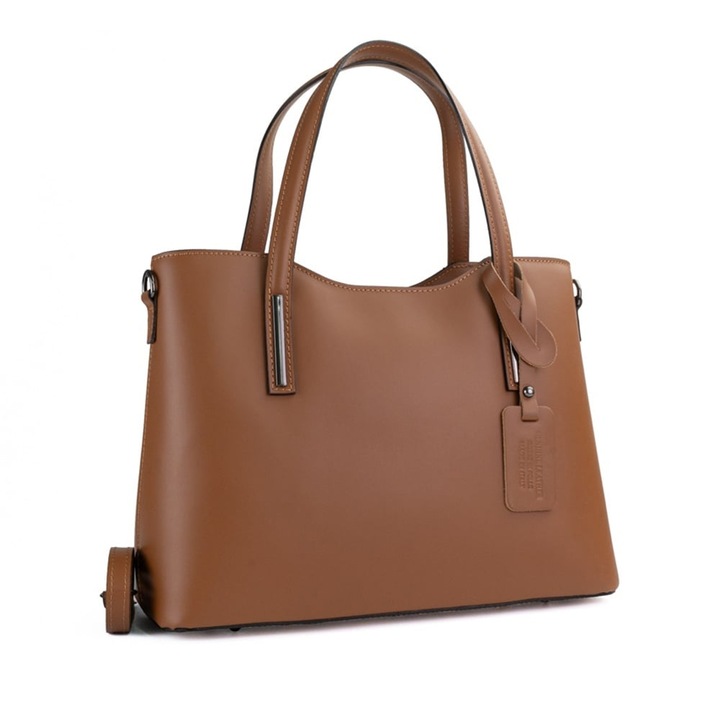 Poseta Piele Michelle - Coniac, Geanta Office din Piele Naturala, Geanta, Genti