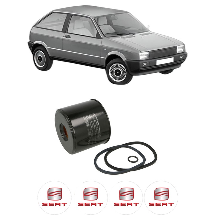 Filtru combustibil SEAT IBIZA I (21A) 1.7 D din 1984-1993 KW 40 CP 54 CMC 1714, Bosch, Auto, 4x Stickere auto cu SEAT