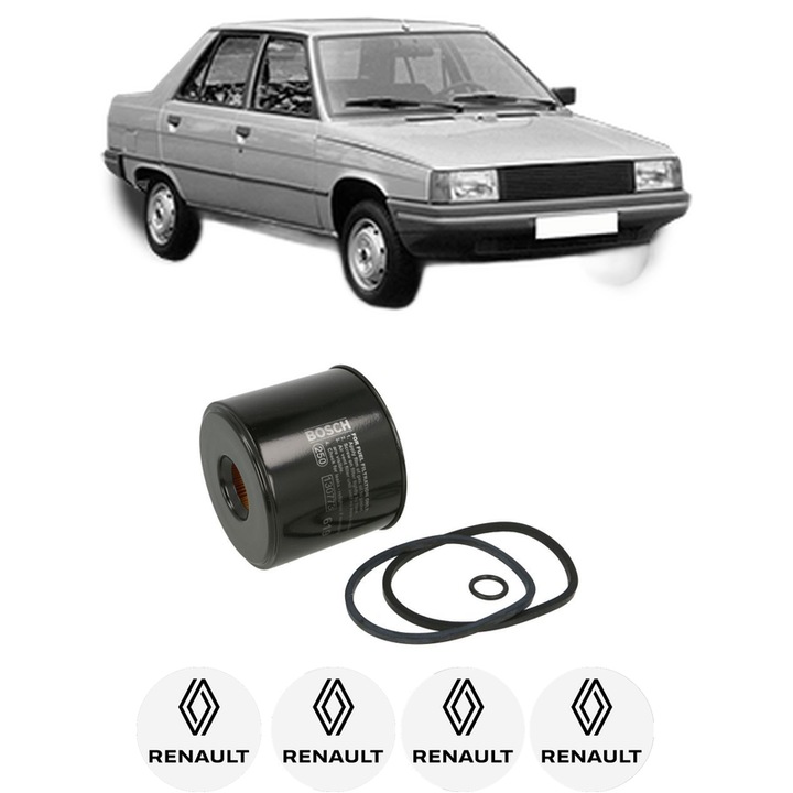 Filtru combustibil RENAULT 9 (L42_) 1.6 D (L424) din 1982-1988 KW 40 CP 55 CMC 1595, Bosch, Auto, 4x Stickere auto cu RENAULT