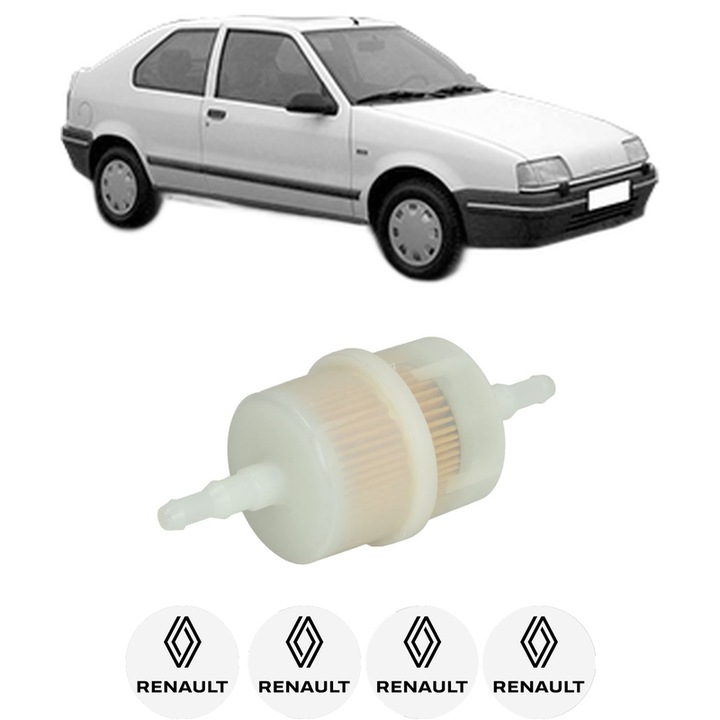 Filtru combustibil RENAULT 19 I (B/C53_) 1.4 Cat (B/C532) din 1989-1992 KW 43 CP 58 CMC 1390, Bosch, Auto, 4x Stickere auto cu RENAULT
