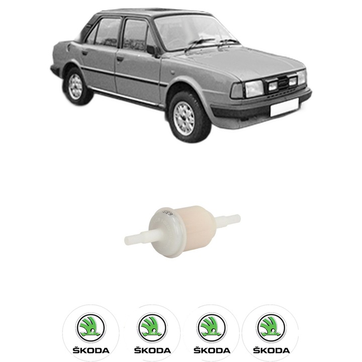 Filtru combustibil SKODA 130 GL (S135) din 1987-1991 KW 43 CP 58 CMC 1280, Bosch, Auto, 4x Stickere auto cu SKODA