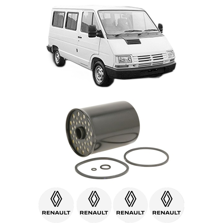 Filtru combustibil RENAULT TRAFIC Bus (T_, P_, V_) 2.5 D din 1989-2001 KW 55 CP 75 CMC 2499, Bosch, Auto, 4x Stickere auto cu RENAULT