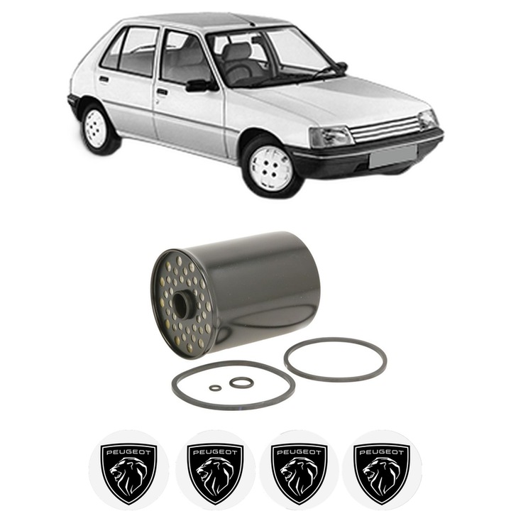 Filtru combustibil PEUGEOT 205 I (741A/C) 1.7 Diesel din 1983-1987 KW 44 CP 60 CMC 1769, Bosch, Auto, 4x Stickere auto cu PEUGEOT