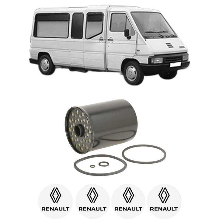 Filtru combustibil RENAULT MASTER I Bus (T__) 28-35 2.5 D din 1989-1998 KW 55 CP 75 CMC 2499, Bosch, Auto, 4x Stickere auto cu RENAULT