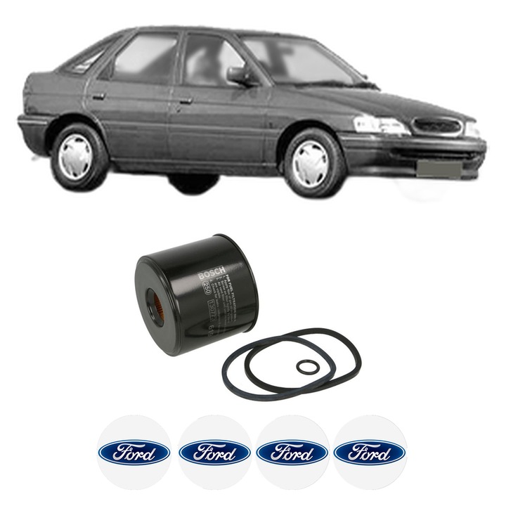 Filtru combustibil FORD ESCORT V (AAL, ABL) 1.8 D din 1990-1995 KW 44 CP 60 CMC 1753, Bosch, Auto, 4x Stickere auto cu FORD