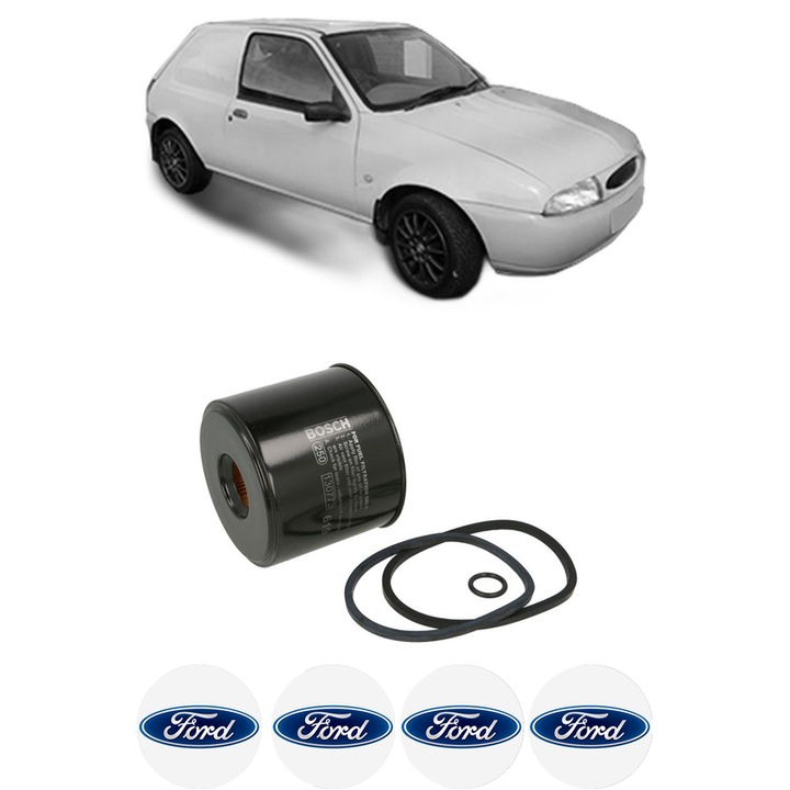 Filtru combustibil FORD FIESTA Hatchback Van (JV_) D 1.8 din 1998-2002 KW 44 CP 60 CMC 1753, Bosch, Auto, 4x Stickere auto cu FORD