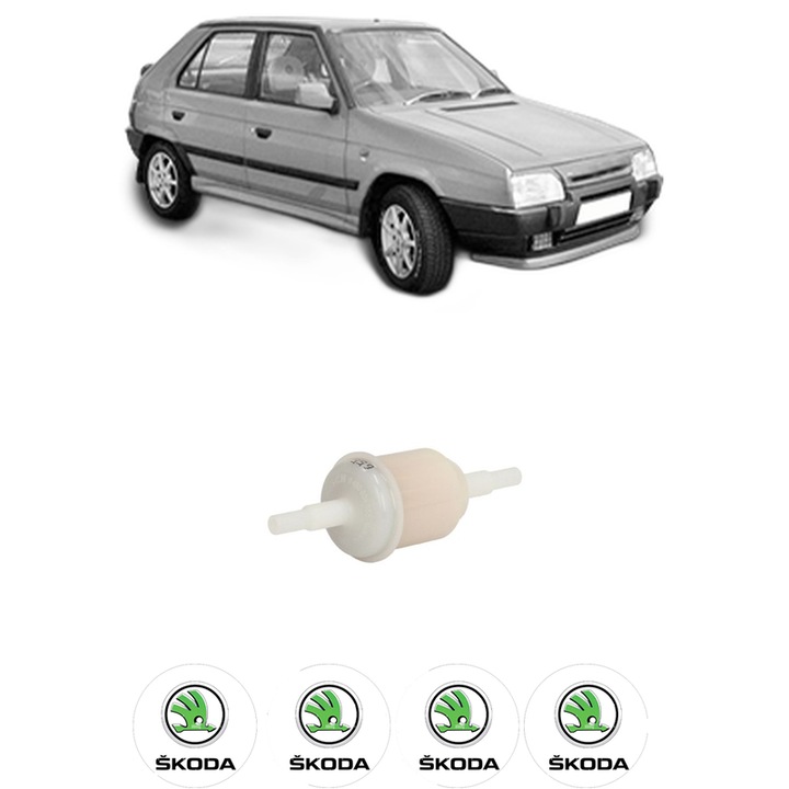 Filtru combustibil SKODA FAVORIT (781) 1.3 135 (781) din 1990-1994 KW 44 CP 60 CMC 1289, Bosch, Auto, 4x Stickere auto cu SKODA