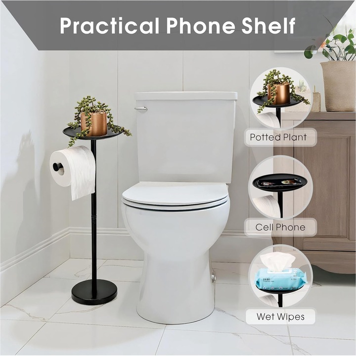 Поставка за тоалетна хартия, Wacorresi, Неръждаема стомана, Черна