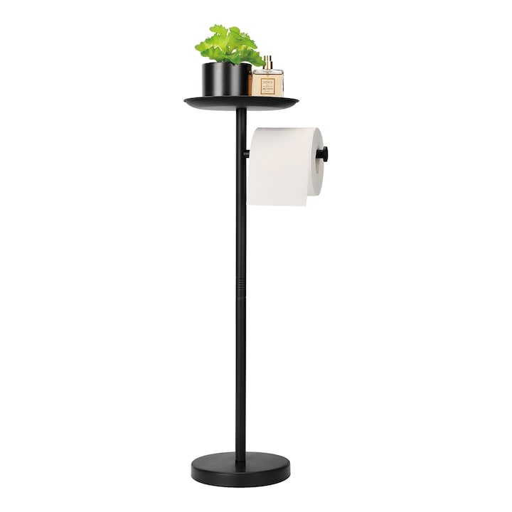 Suport pentru hartie igienica, Wacorresi, Otel inoxidabil, Negru