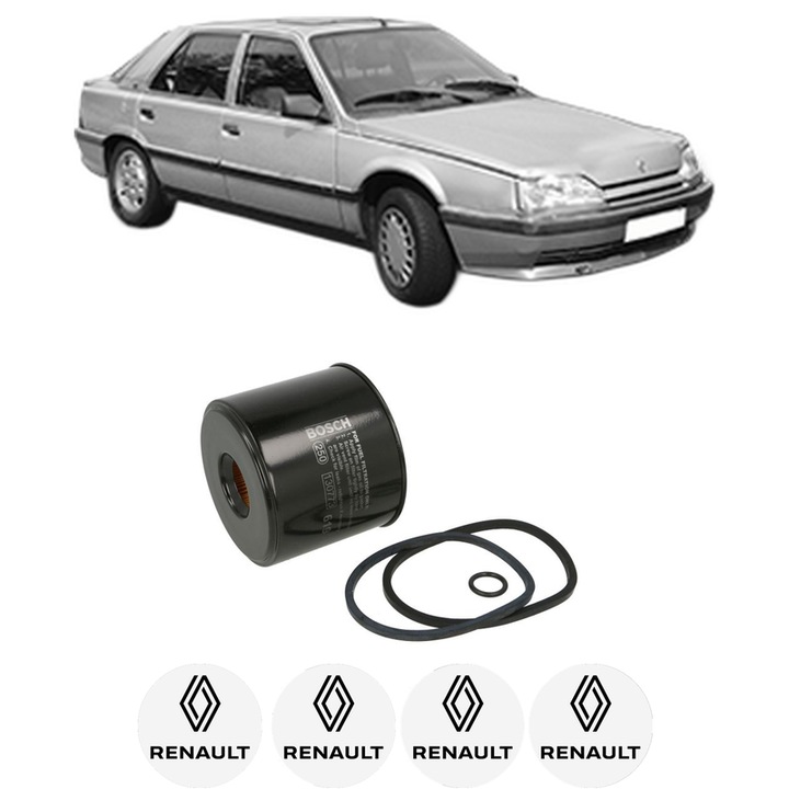 Filtru combustibil RENAULT 25 (B29_) 2.1 Diesel (B296) din 1984-1989 KW 46 CP 63 CMC 2068, Bosch, Auto, 4x Stickere auto cu RENAULT