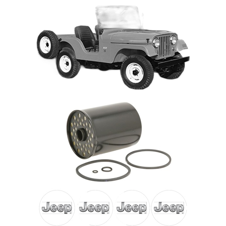 Filtru combustibil JEEP CJ5 - CJ8 2.1 D din 1983-1987 KW 44 CP 60 CMC 2068, Bosch, Auto, 4x Stickere auto cu JEEP