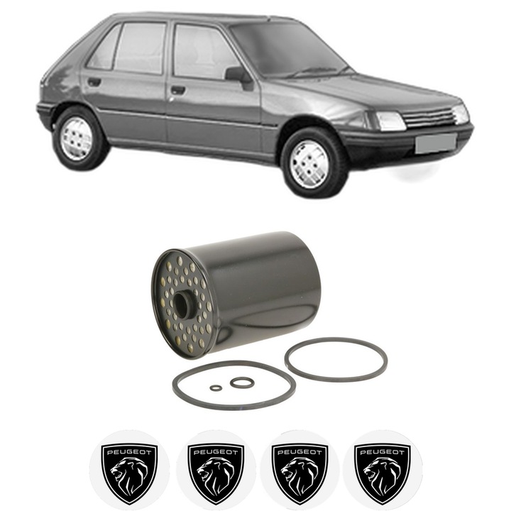 Filtru combustibil PEUGEOT 205 II (20A/C) 1.9 Diesel din 1987-1998 KW 47 CP 64 CMC 1905, Bosch, Auto, 4x Stickere auto cu PEUGEOT