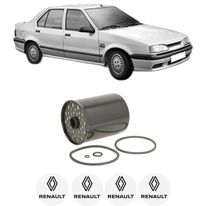 Filtru combustibil RENAULT 19 I Chamade (L53_) 1.9 D (L534, L53J) din 1989-1992 KW 47 CP 64 CMC 1870, Bosch, Auto, 4x Stickere auto cu RENAULT