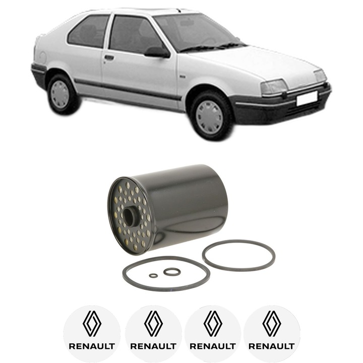 Filtru combustibil RENAULT 19 I (B/C53_) 1.9 D (B/C534, B/C53J) din 1988-1992 KW 47 CP 64 CMC 1870, Bosch, Auto, 4x Stickere auto cu RENAULT