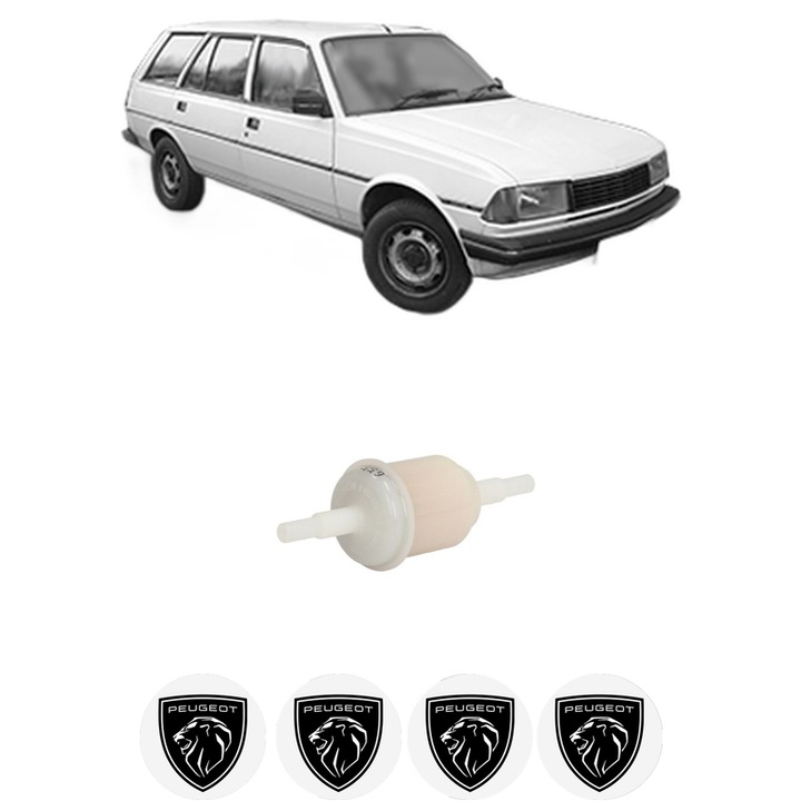 Filtru combustibil PEUGEOT 305 I Break (581D) 1.3 din 1980-1982 KW 44 CP 60 CMC 1290, Bosch, Auto, 4x Stickere auto cu PEUGEOT