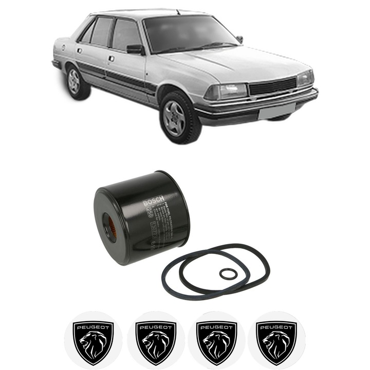 Filtru combustibil PEUGEOT 305 II (581M) 1.9 D din 1982-1988 KW 48 CP 65 CMC 1905, Bosch, Auto, 4x Stickere auto cu PEUGEOT