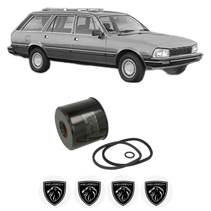 Filtru combustibil PEUGEOT 505 Break (551D) 2.5 Turbo Diesel din 1985-1987 KW 66 CP 90 CMC 2498, Bosch, Auto, 4x Stickere auto cu PEUGEOT