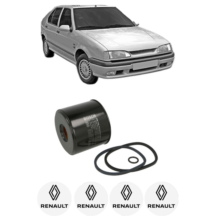 Filtru combustibil RENAULT 19 II Hatchback Van (S53_) 1.9 dT din 1992-1995 KW 68 CP 92 CMC 1870, Bosch, Auto, 4x Stickere auto cu RENAULT
