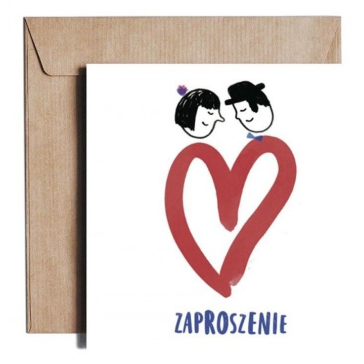 Felicitare Pieskot Karnet kw One Heart, 154x154x4 mm, folie, alb