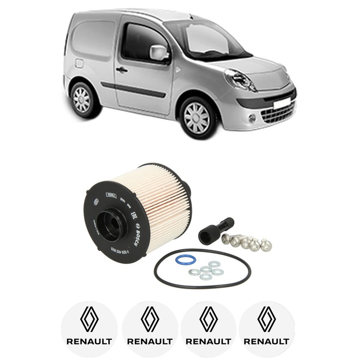 Filtru combustibil RENAULT KANGOO Express (FW0/1_) 1.5 dCi 75 (FW07, FW10, FW04) din 2010 KW 55 CP 75 CMC 1461, Bosch, Auto, 4x Stickere auto cu RENAULT