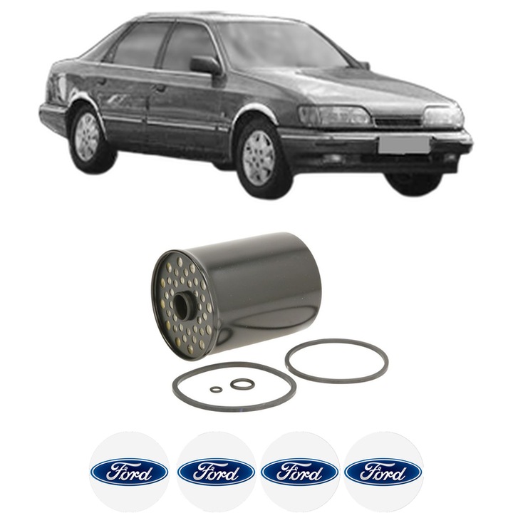 Filtru combustibil FORD SCORPIO I Saloon (GGE) 2.5 TD din 1988-1993 KW 68 CP 92 CMC 2498, Bosch, Auto, 4x Stickere auto cu FORD
