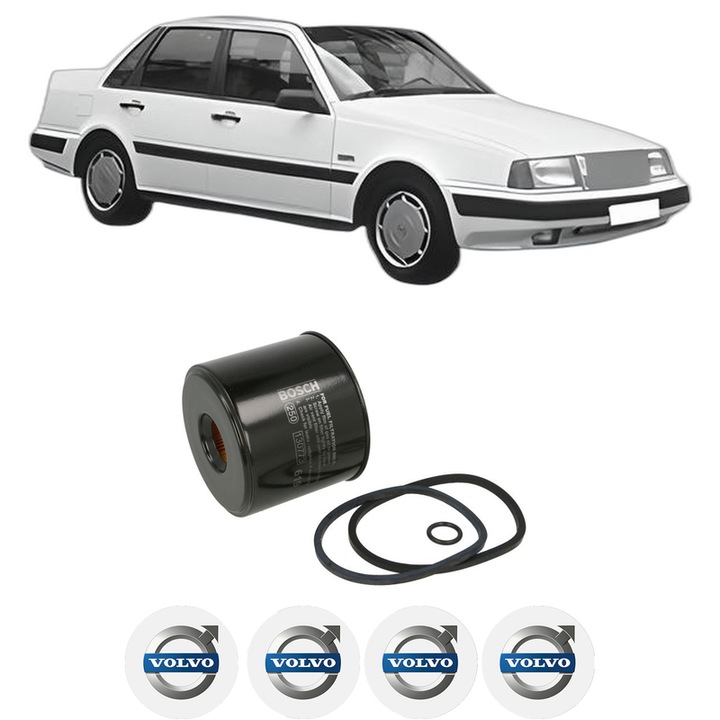 Filtru combustibil VOLVO 460 (464) 1.9 Turbo-Diesel din 1994-1996 KW 66 CP 90 CMC 1870, Bosch, Auto, 4x Stickere auto cu VOLVO