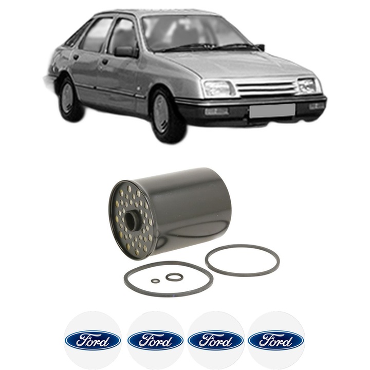 Filtru combustibil FORD SIERRA I Hatchback (GBC) 2.3 D din 1982-1986 KW 49 CP 67 CMC 2304, Bosch, Auto, 4x Stickere auto cu FORD