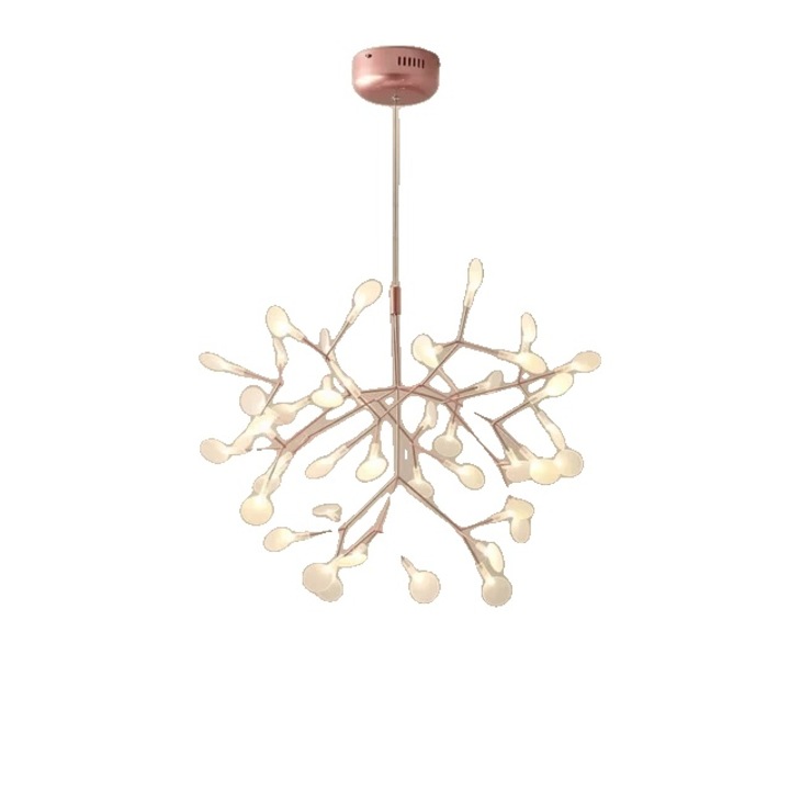 Candelabru modern, D50cm, cu spoturi, aurie, inaltime ajustabila