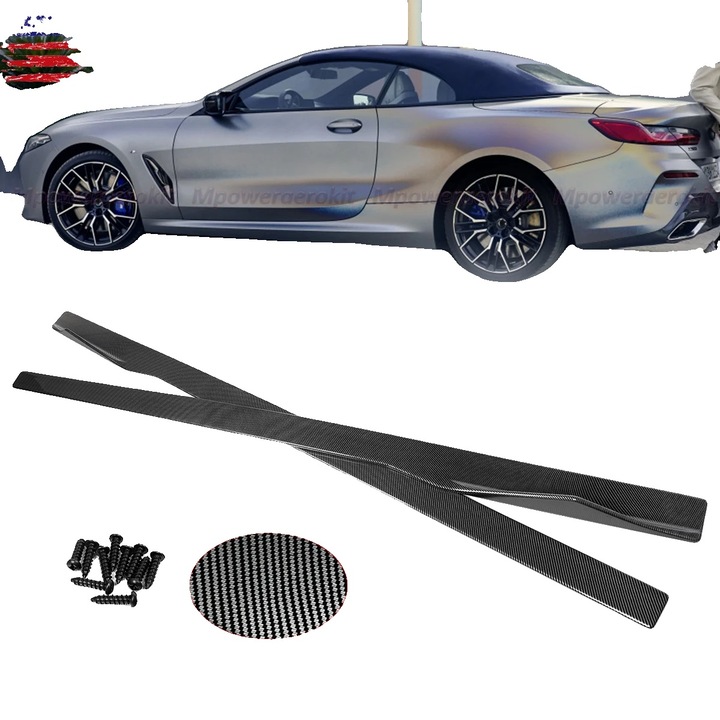 Fuste laterale pentru BMW 8 Series, 2019+, plastic, 225x14x10cm, finisaj carbon, set