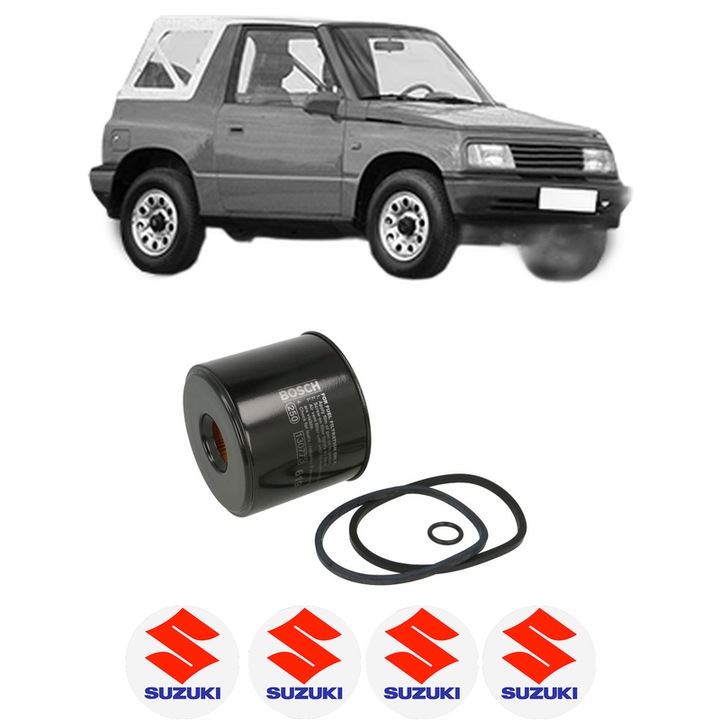 Filtru combustibil SUZUKI VITARA Cabrio (ET, TA) 1.9 D (SE419TD) din 1996-1999 KW 55 CP 75 CMC 1905, Bosch, Auto, 4x Stickere auto cu SUZUKI