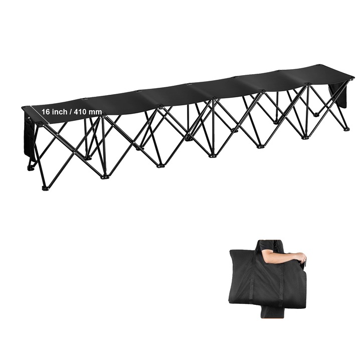 Banca pliabila, 8 locuri, design portabil, fara spatar, 94x17x33cm