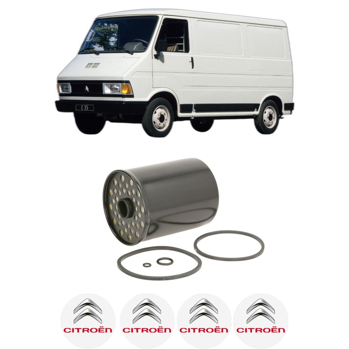 Filtru combustibil CITROEN C35 Bus 2.5 D din 1980-1994 KW 51 CP 69 CMC 2498, Bosch, Auto, 4x Stickere auto cu CITROEN
