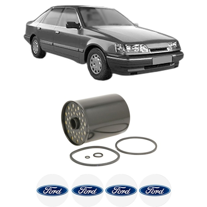 Filtru combustibil FORD SCORPIO I (GAE, GGE) 2.5 TD din 1988-1993 KW 68 CP 92 CMC 2498, Bosch, Auto, 4x Stickere auto cu FORD