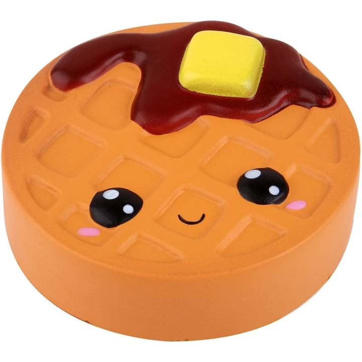 Jucarie squishy tort ciocolata, 11.5x11.5x4cm, maro