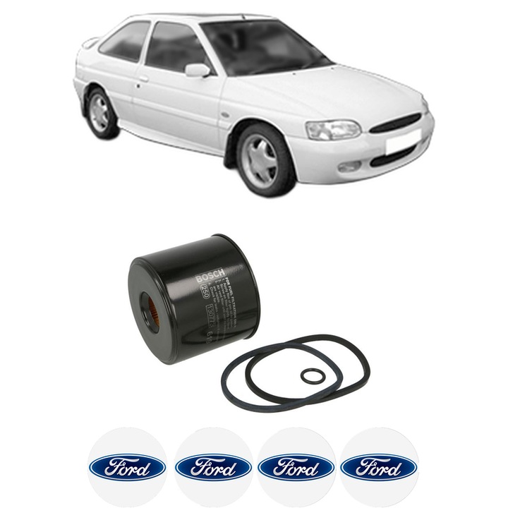 Filtru combustibil FORD ESCORT VI (GAL, AAL, ABL) 1.8 TD din 1995-1998 KW 66 CP 90 CMC 1753, Bosch, Auto, 4x Stickere auto cu FORD