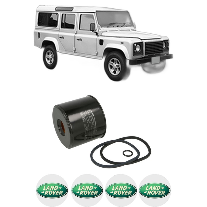 Filtru combustibil LAND ROVER DEFENDER Station Wagon (L316, L315) 2.5 D 4x4 (L316) din 1990-1994 KW 51 CP 69 CMC 2495, Bosch, Auto, 4x Stickere auto cu LAND ROVER