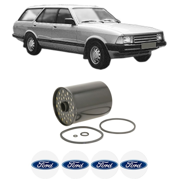 Filtru combustibil FORD GRANADA Turnier (GNU) 2.5 D din 1982-1985 KW 51 CP 69 CMC 2498, Bosch, Auto, 4x Stickere auto cu FORD