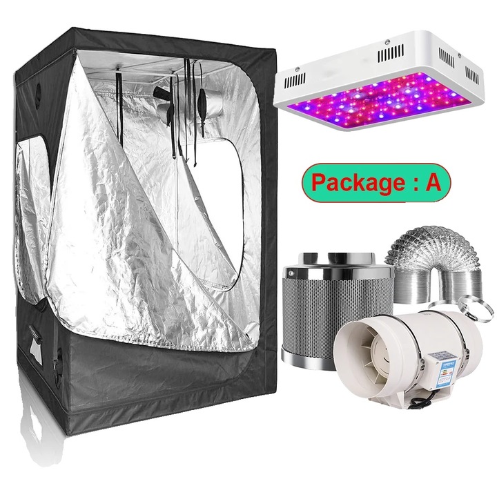 Kit sera, 100x100x200cm, lumina LED spectru complet, materiale durabile, set