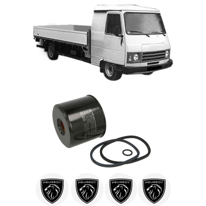 Filtru combustibil PEUGEOT J9 Platform/Chassis 2.3 D din 1980-1982 KW 49 CP 67 CMC 2304, Bosch, Auto, 4x Stickere auto cu PEUGEOT