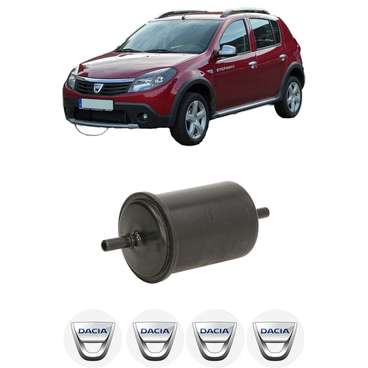 Filtru combustibil DACIA SANDERO 1.2 16V LPG din 2008 KW 55 CP 75 CMC 1149, Bosch, Auto, 4x Stickere auto cu DACIA