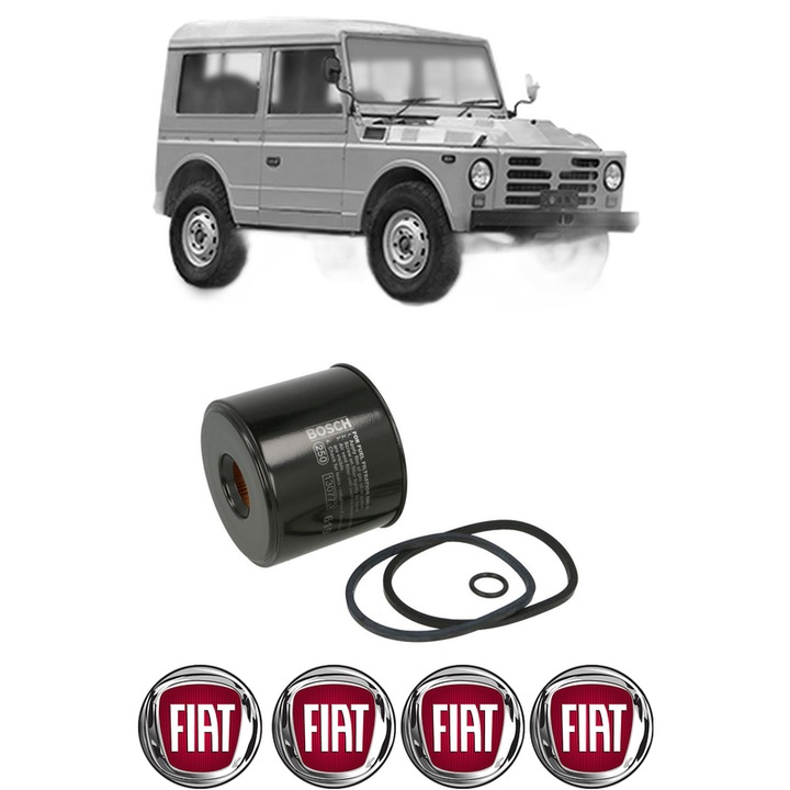 Filtru combustibil FIAT CAMPAGNOLA (110_) 2.4 D din 1974-1989 KW 53 CP 72 CMC 2445, Bosch, Auto, 4x Stickere auto cu FIAT