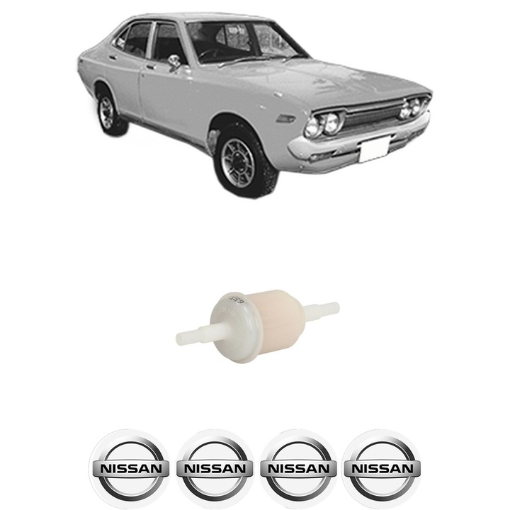 Filtru combustibil NISSAN DATSUN 160J (710, A10) 1.6 (710) din 1973-1978 KW 53 CP 72 CMC 1595, Bosch, Auto, 4x Stickere auto cu NISSAN