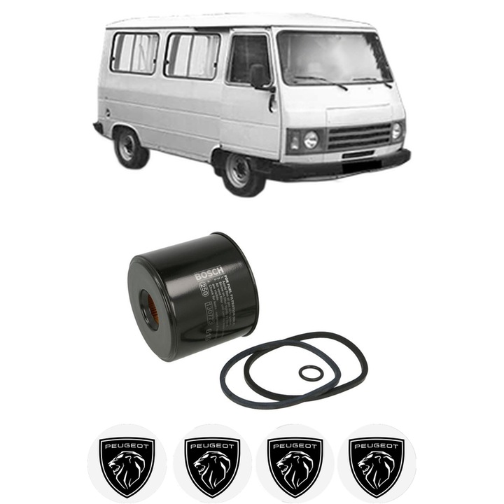 Filtru combustibil PEUGEOT J9 Bus 2.3 D din 1980-1982 KW 49 CP 67 CMC 2304, Bosch, Auto, 4x Stickere auto cu PEUGEOT