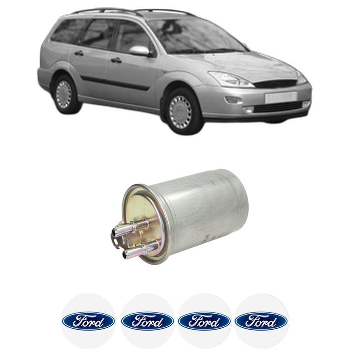 Filtru combustibil FORD FOCUS I Turnier (DNW) 1.8 DI / TDDi din 1999-2004 KW 55 CP 75 CMC 1753, Bosch, Auto, 4x Stickere auto cu FORD