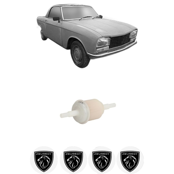 Filtru combustibil PEUGEOT 304 Convertible (_04B_) 1.3 (B02) din 1972-1976 KW 55 CP 75 CMC 1290, Bosch, Auto, 4x Stickere auto cu PEUGEOT