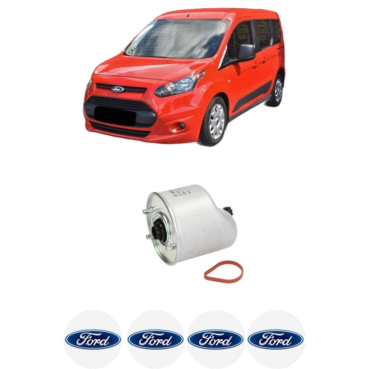 Filtru combustibil FORD TOURNEO CONNECT / GRAND TOURNEO CONNECT V408 MPV 1.6 TDCi din 2013-2022 KW 70 CP 95 CMC 1560, Bosch, Auto, 4x Stickere auto cu FORD
